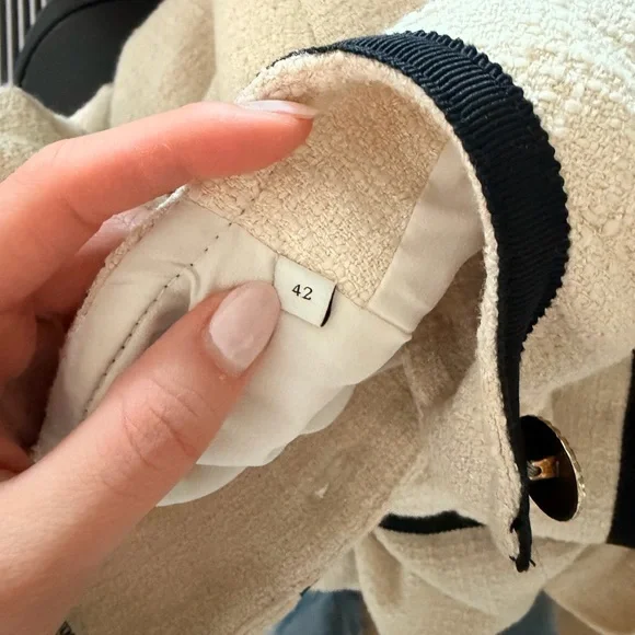 Sandro White Cropped Tweed Button-Up Dress - Picture 3 of 3